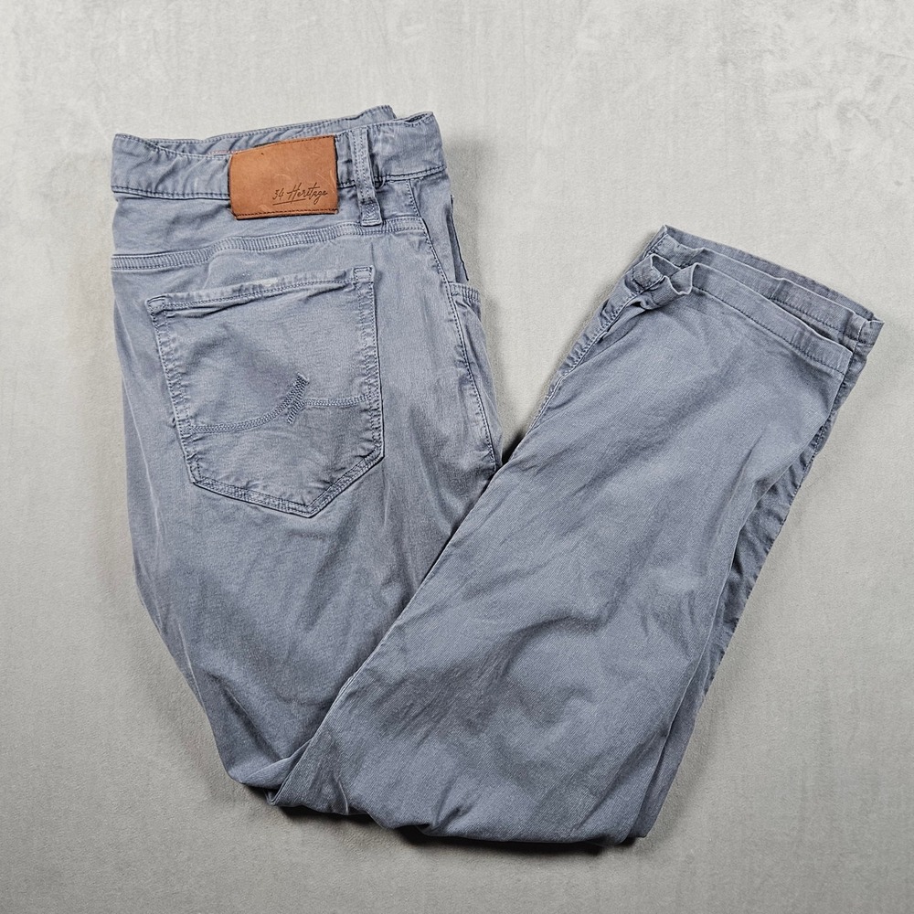 34 Heritage Pants Mens 36/30 (Actual 38x30) Grey/Blue Courage Mid-Rise Straight
